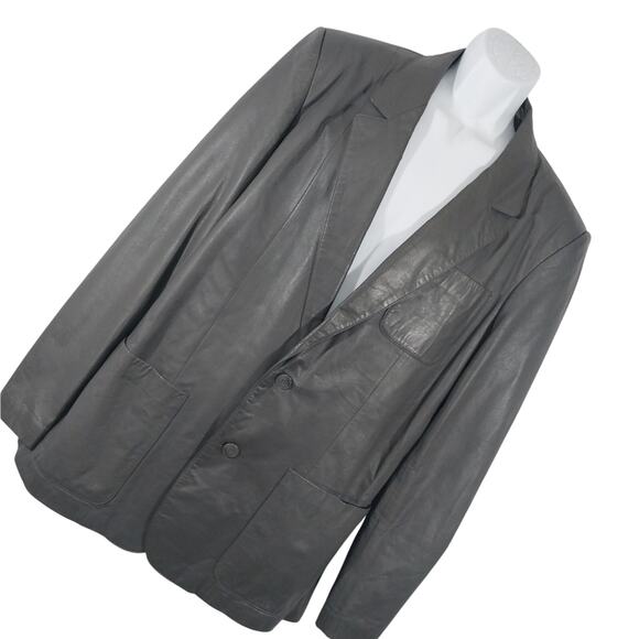 VINTAGE ADAM SPENCER! DOVE GRAY GENUINE LEATHER TAILORED DRESS JACKET! SZ 46R - Picture 10 of 10